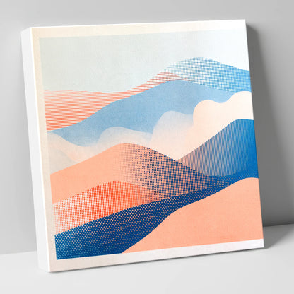 Coral and Blue Rolling Fells lake district fell canvas wall art