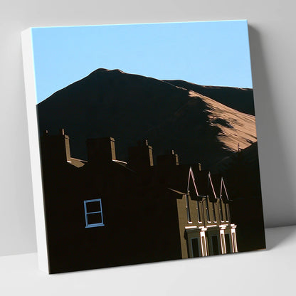 Silhouetted Keswick Terraces Beneath Skiddaw lake district village canvas wall art