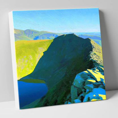 Sunlit Striding Edge on Helvellyn lake district walking canvas wall art