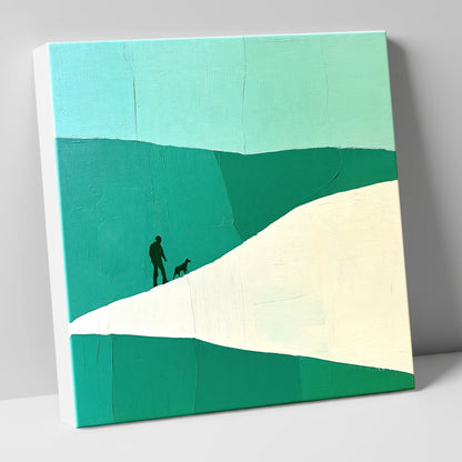Teal and White Fell Walker gifts for dog walkers canvas wall art