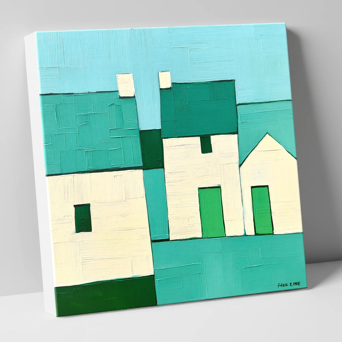 Modern Slate Roofed Cottages lake district village canvas wall art