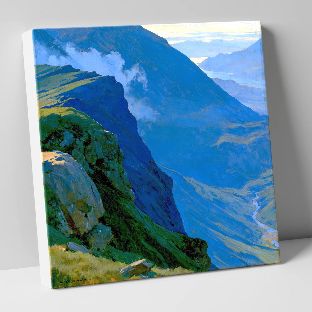 Misty Ridge Above Blue Valley lake district fell canvas wall art