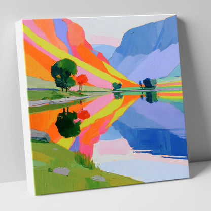Bright Fells Reflected in Calm Lake lake district lake canvas wall art