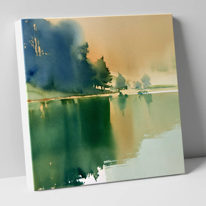Calm Lake Reflections In Teal lake district lake canvas wall art