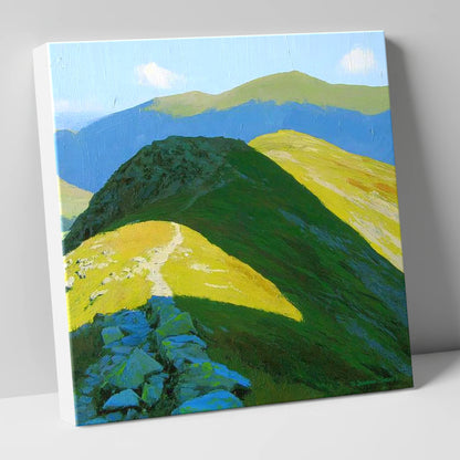 Sunlit Ridge to Cold Pike lake district fell canvas wall art