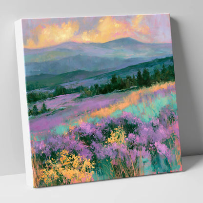 Vibrant Heather Fellside at Sunset flowers & fellsides canvas wall art
