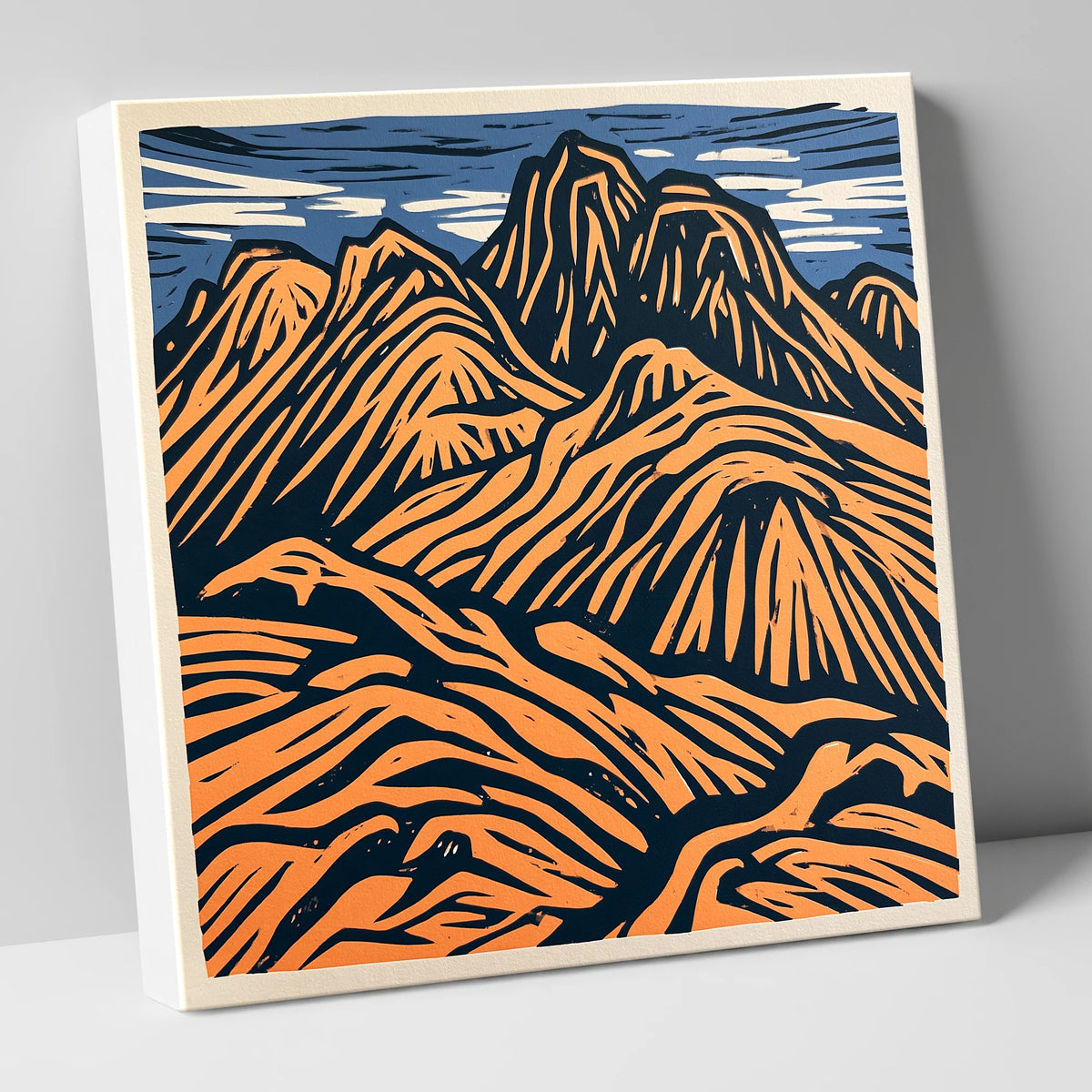 Bowfell in Terracotta and Navy lake district fell canvas wall art