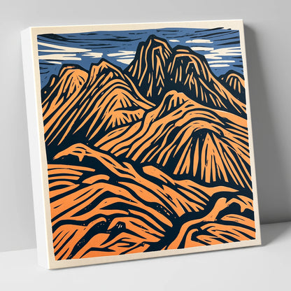 Bowfell in Terracotta and Navy lake district fell canvas wall art