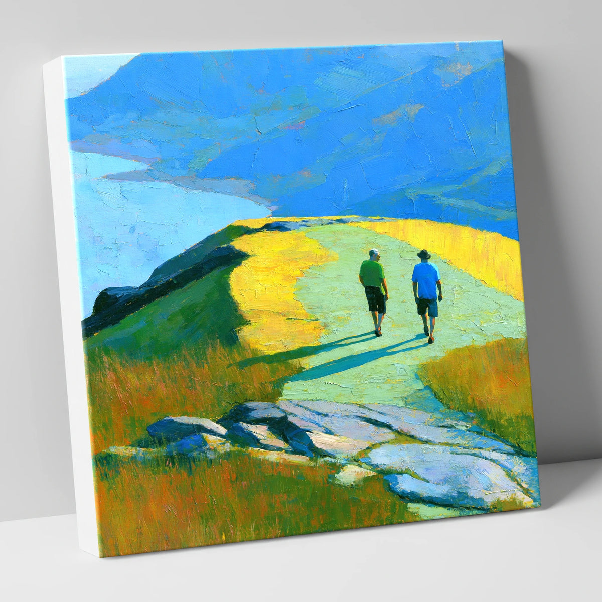 Fell Walkers on a Sunlit High Ridge lake district fell canvas wall art