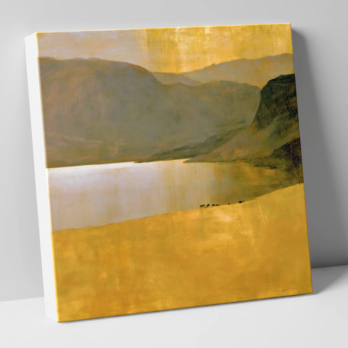 Golden Lake Beneath Dark Fells lake district lake canvas wall art