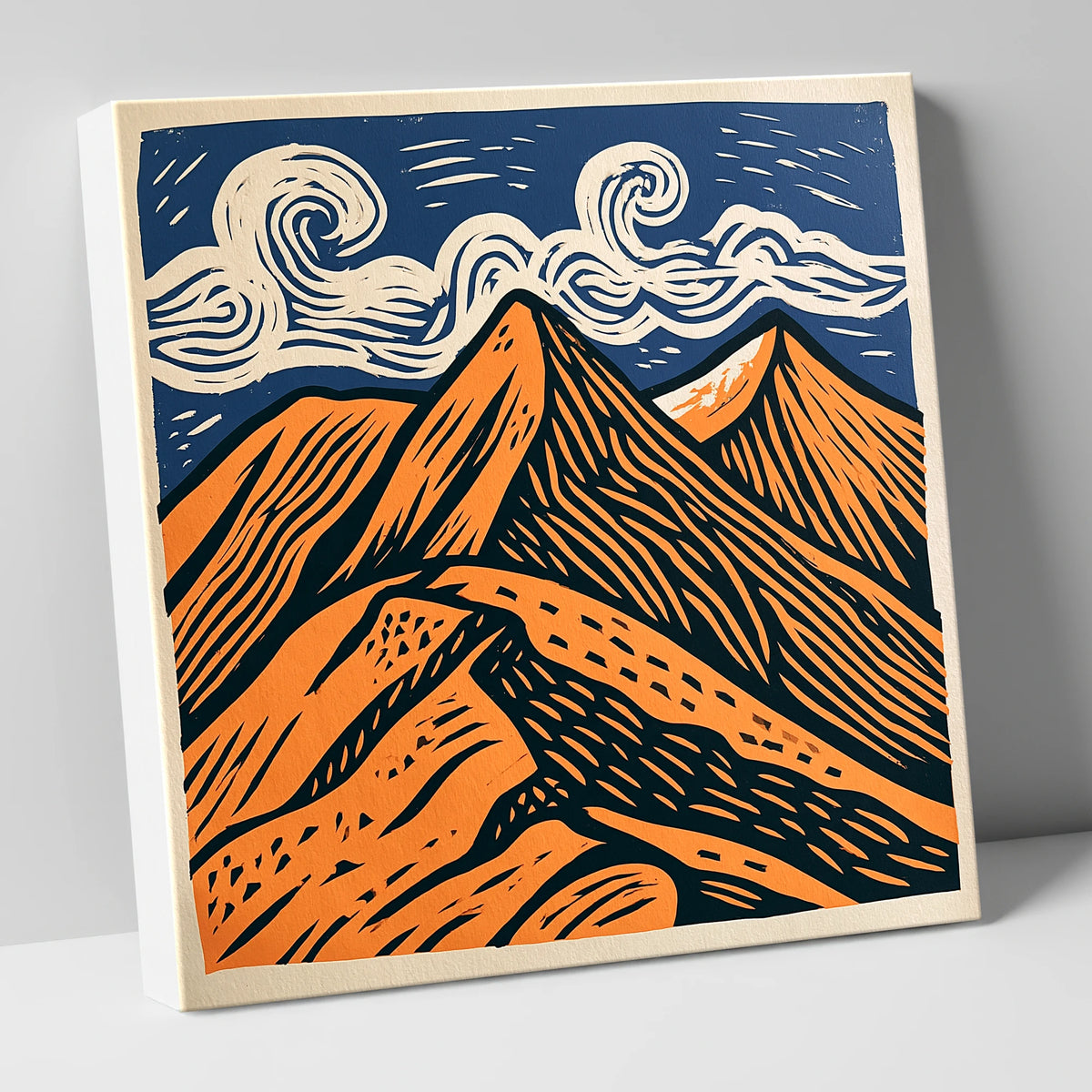 Striking Helvellyn Peaks in Terracotta lake district fell canvas wall art