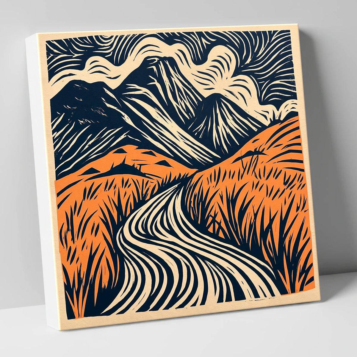 Great Gable Terracotta Winding Path lake district fell canvas wall art