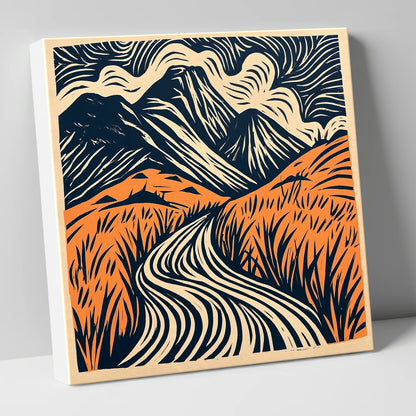 Great Gable Terracotta Winding Path lake district fell canvas wall art