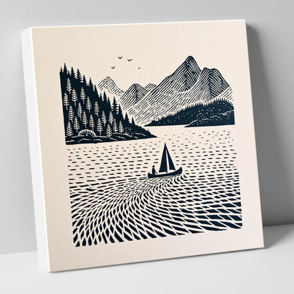 Dark Navy Derwentwater Sailing Scene lake district lake canvas wall art