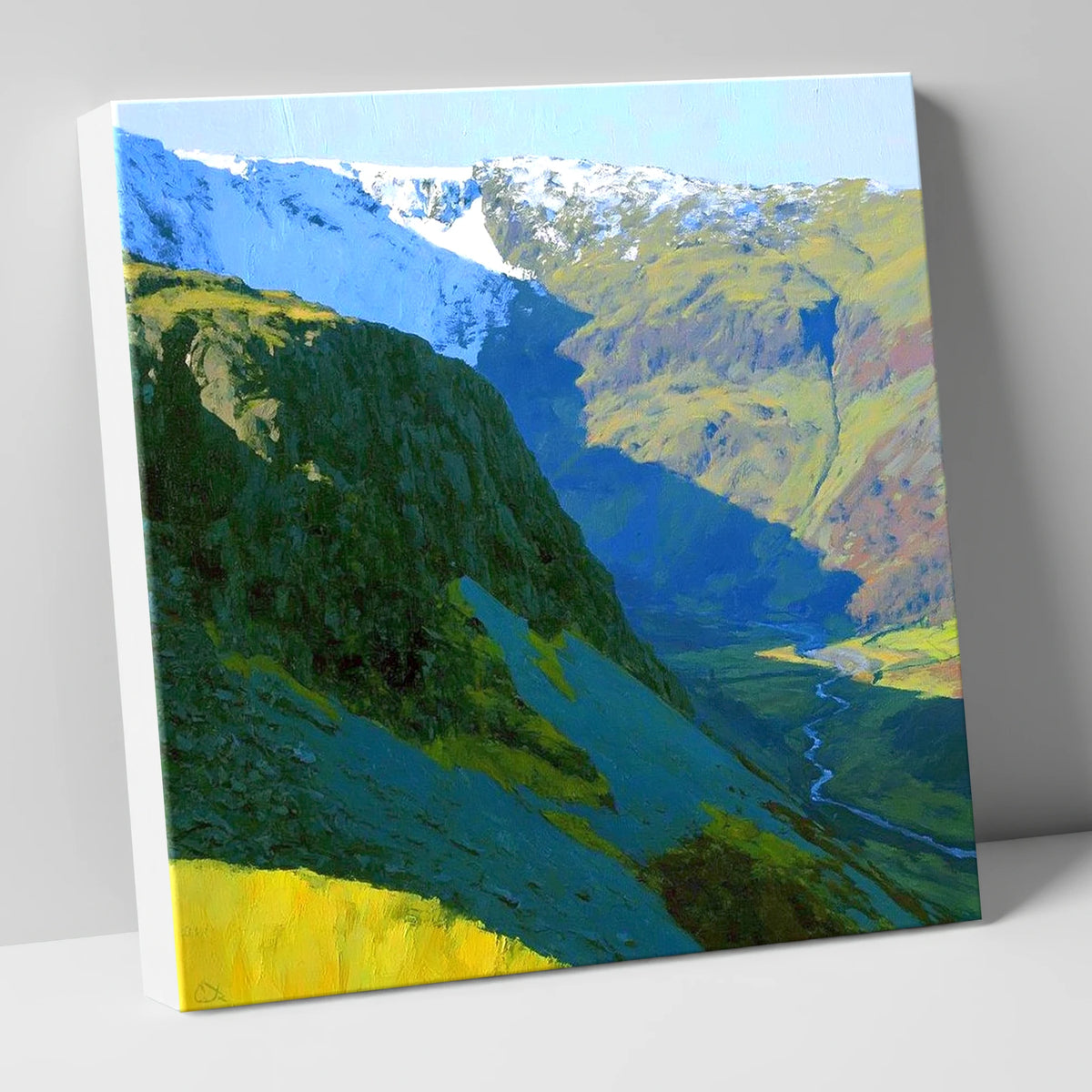 Vibrant Tarn Crag in Snow lake district fell canvas wall art