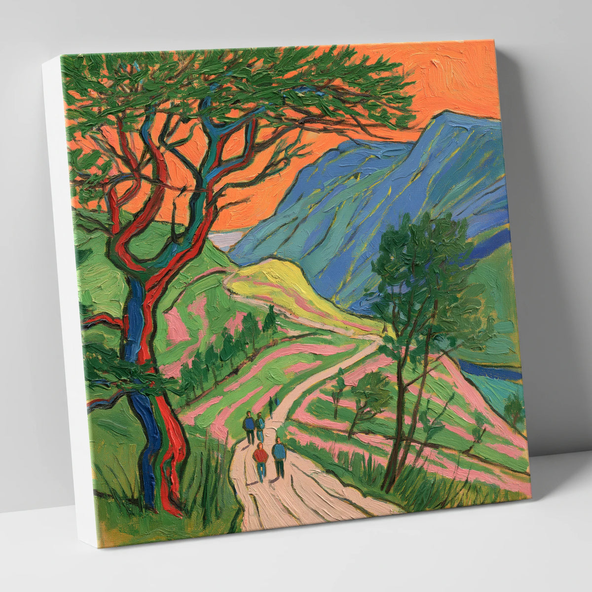Fell Path Beneath an Orange Sky lake district walking canvas wall art