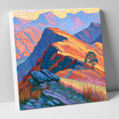 Vibrant Sunlit Mountain Ridge lake district fell canvas wall art