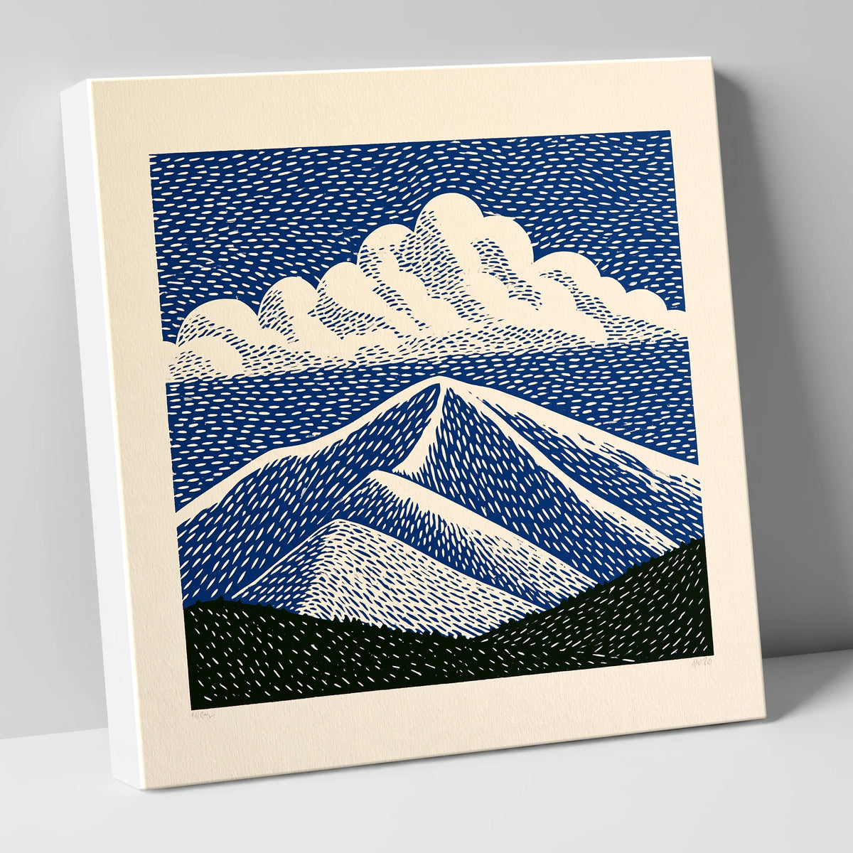 Bold Navy Blue Skiddaw Peak lake district fell canvas wall art