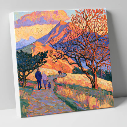 Sunset Dog Walk on Cat Bells gifts for dog walkers canvas wall art
