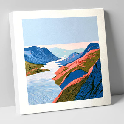 Vibrant Summit View Over the Lake lake district fell canvas wall art