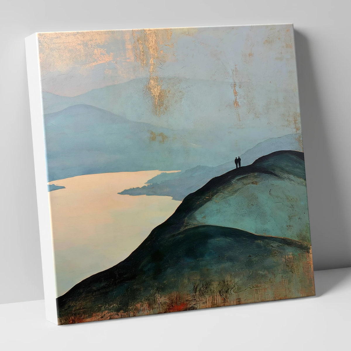 Silhouetted Walkers on Catbells Ridge lake district fell canvas wall art