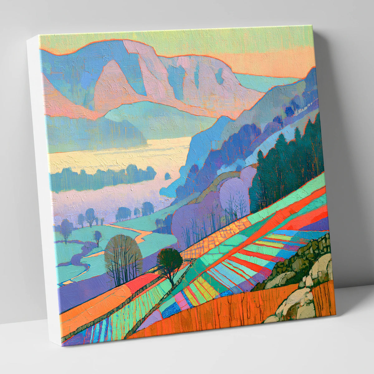 Vivid Morning Valley Mist lake district sky canvas wall art
