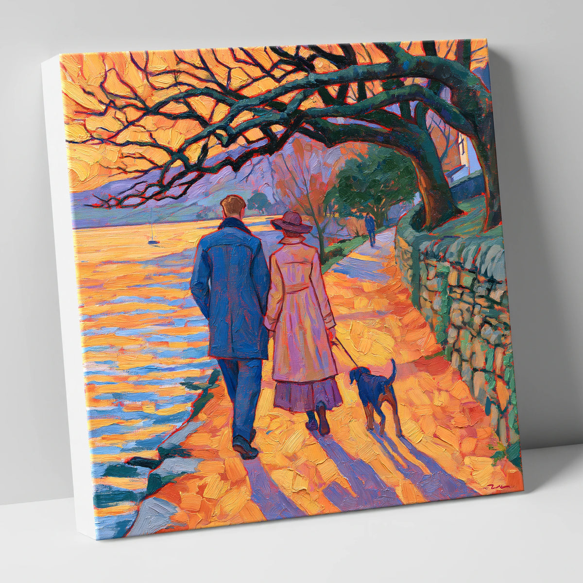 Sunset Dog Walk at Hawkshead gifts for dog walkers canvas wall art