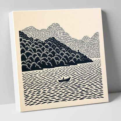 Rowing Boat Beneath Coniston Fells lake district lake canvas wall art