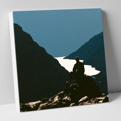 Walker Silhouette on Great Gable lake district fell canvas wall art