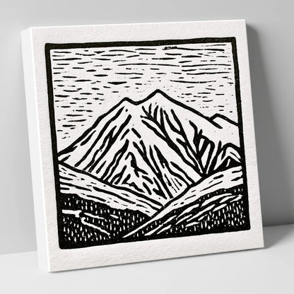 Skiddaw Peak in Graphic Monochrome lake district fell canvas wall art