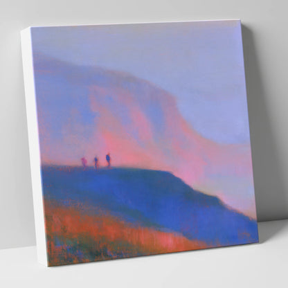 Fell Walkers in Pink Twilight lake district fell canvas wall art