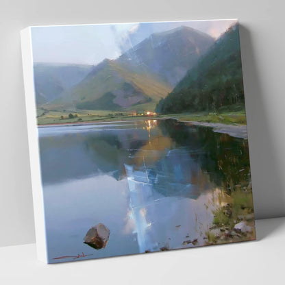 Evening Reflections on Loweswater lake district lake canvas wall art