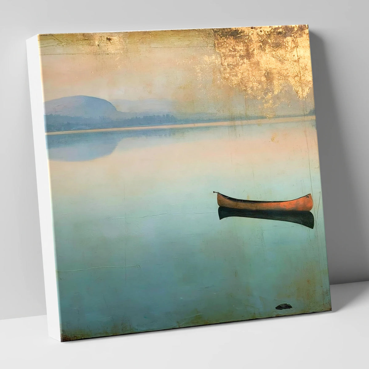 Windermere Canoe in Golden Haze lake district lake canvas wall art