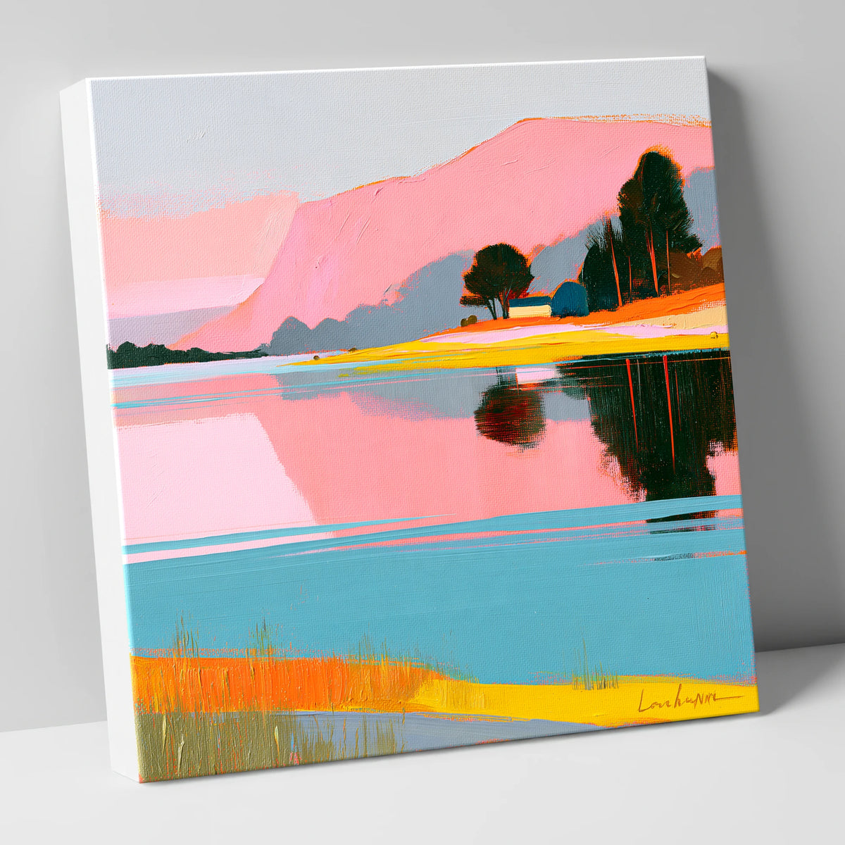 Still Lake and Pink Fells lake district lake canvas wall art