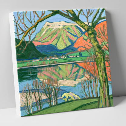 Vibrant Fells above Pooley Bridge lake district village canvas wall art