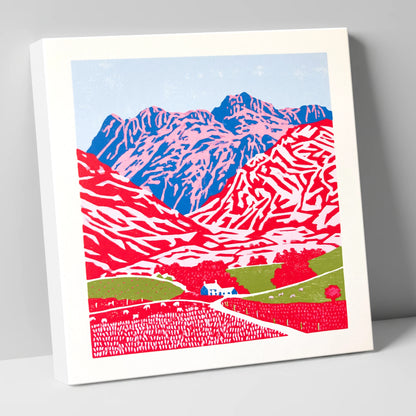Vibrant Great Langdale Fells lake district valley canvas wall art