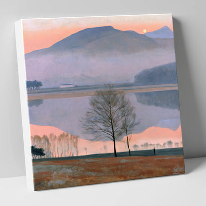 Lake Reflection in Pink Twilight lake district lake canvas wall art