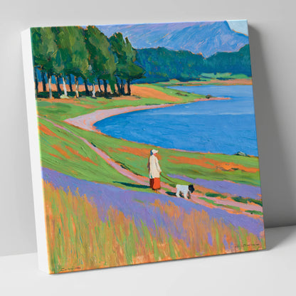 Vibrant Tarn Hows Dog Walk gifts for dog walkers canvas wall art