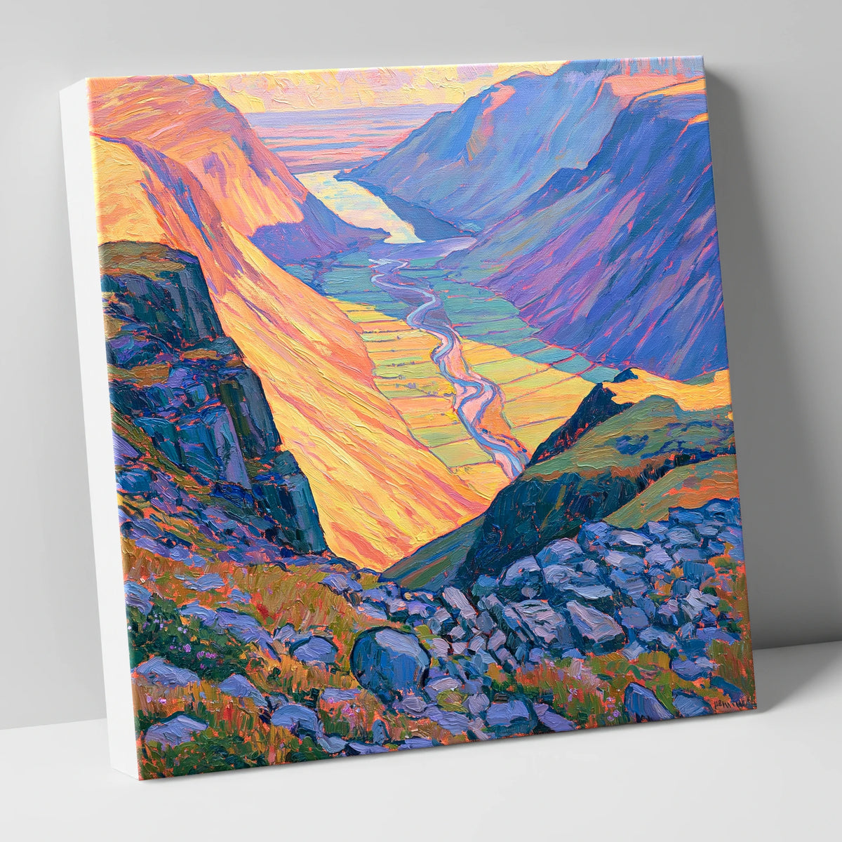 Vibrant Wasdale from Great Gable lake district fell canvas wall art