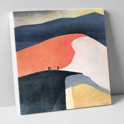 Terracotta Fell Top with Hikers lake district fell canvas wall art