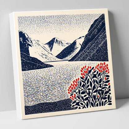 Wastwater Fells and Red Berries lake district lake canvas wall art