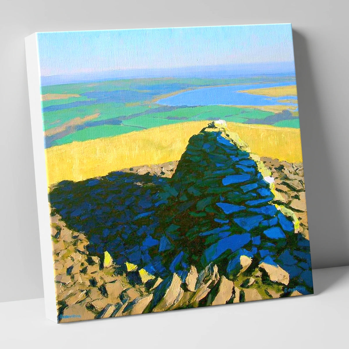 Vibrant Brae Fell Stone Cairn lake district fell canvas wall art