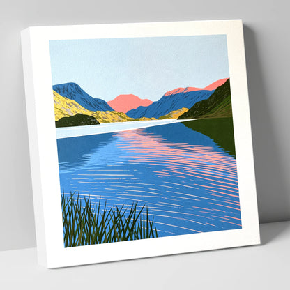 Coral Dawn over Still Lake lake district lake canvas wall art