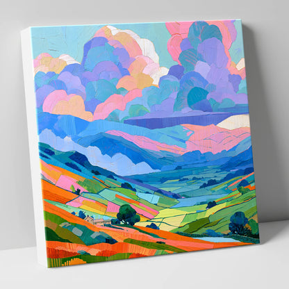 Colourful Fells Under Storm Clouds lake district sky canvas wall art