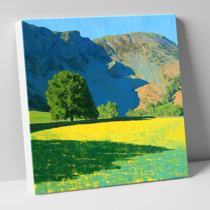 Sunlit Meadow Beneath Sheffield Pike lake district fell canvas wall art