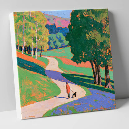 Vibrant Grasmere Dog Walk gifts for dog walkers canvas wall art