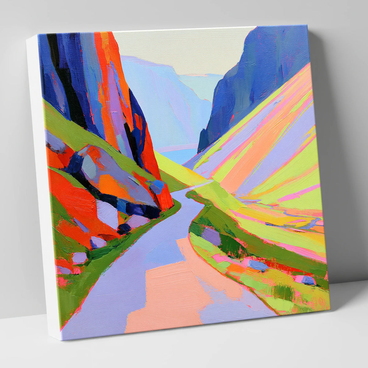 Winding Pass in Bold Hues lake district valley canvas wall art