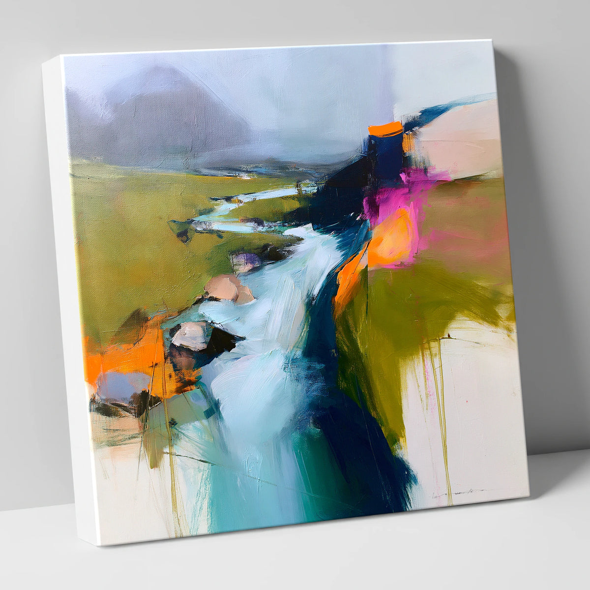 Dynamic Abstract Fellside Beck lake district waterfall canvas wall art