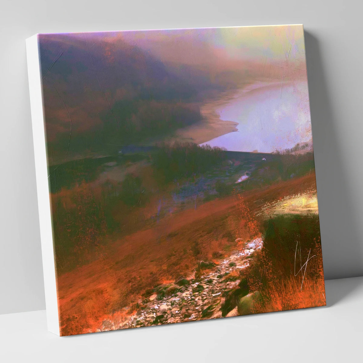Descending Helvellyn Path to Thirlmere lake district lake canvas wall art