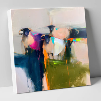 Colourful Abstract Herdwick Sheep lake district wildlife canvas wall art